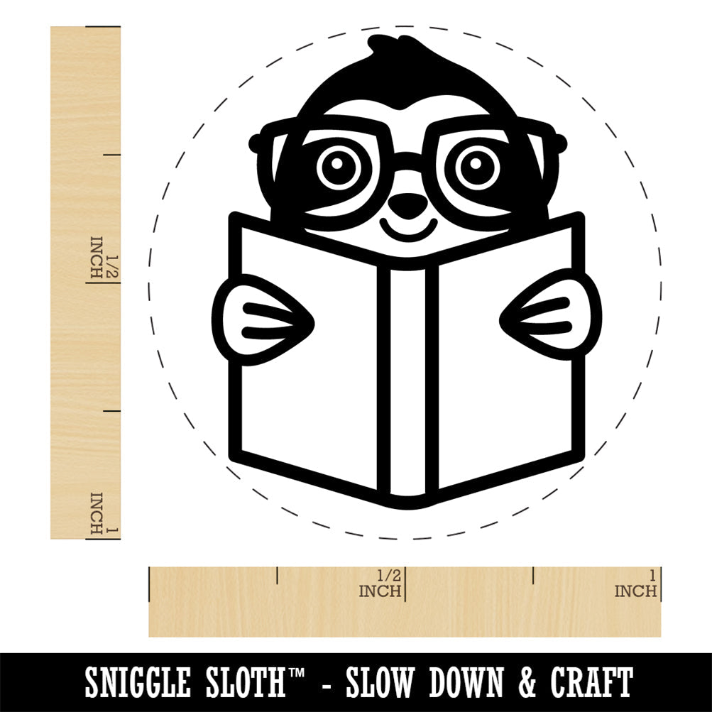 Sloth Reading Book Rubber Stamp for Stamping Crafting Planners