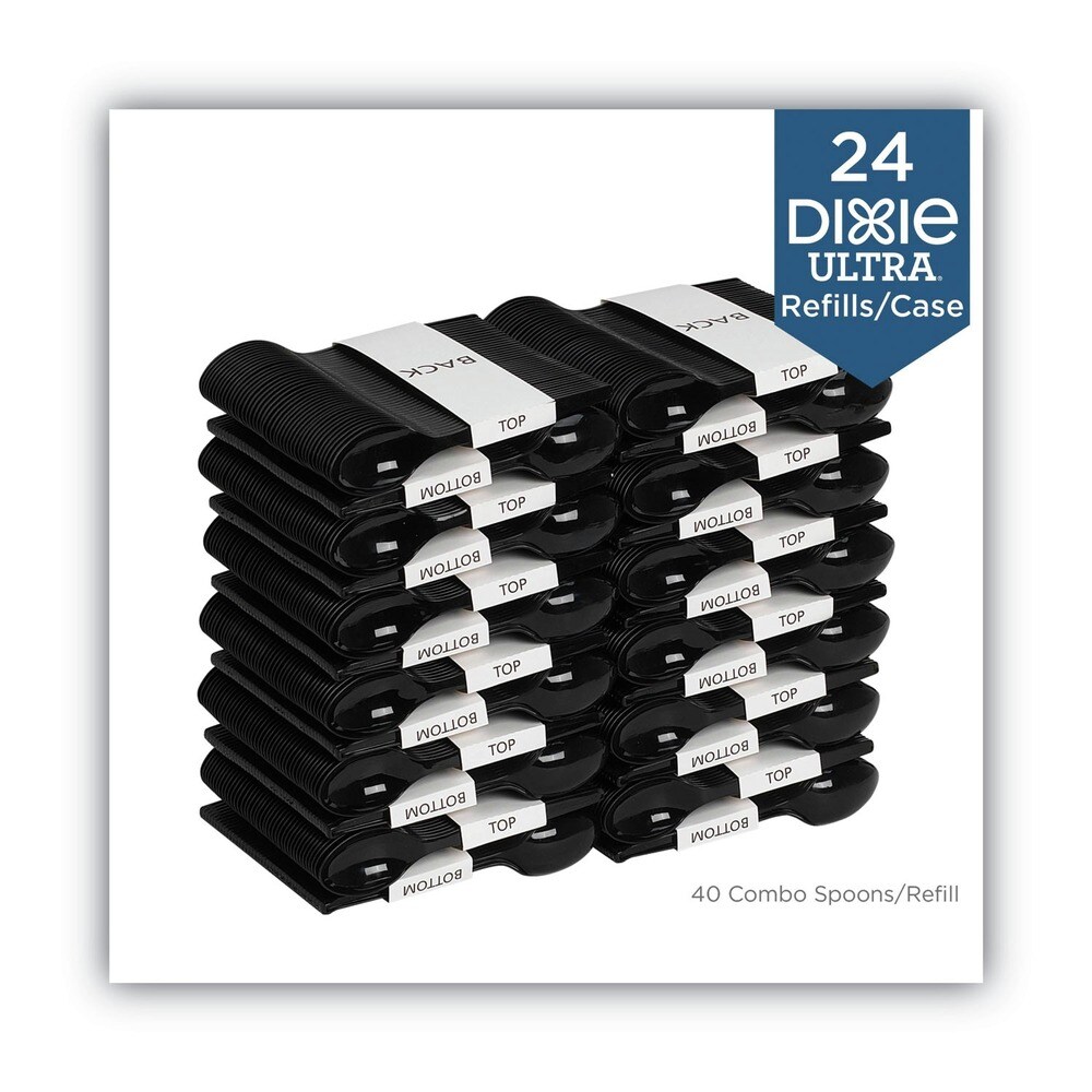 Dixie SmartStock Series-O 6 in. Heavyweight Plastic Cutlery Spoons Refill - Black (40 Pack, 24 Packs/Carton)