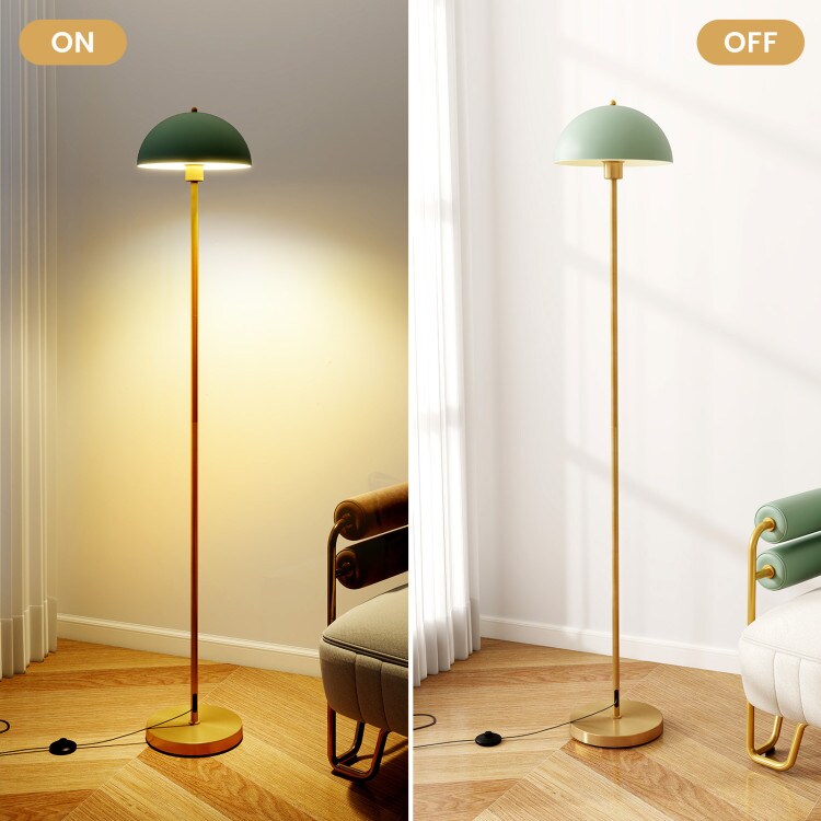 Gold & Green Floor Lamp with E26 Socket, Shatterproof Shade, Anti-Tip Base, Foot Switch
