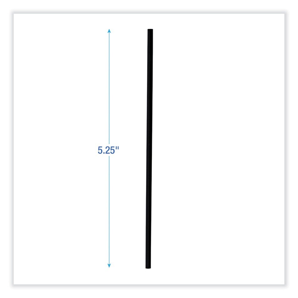 Boardwalk 5.25 in. Single Tube Polypropylene Stir-Straws - Black (1000/Pack, 10 Packs/Carton)