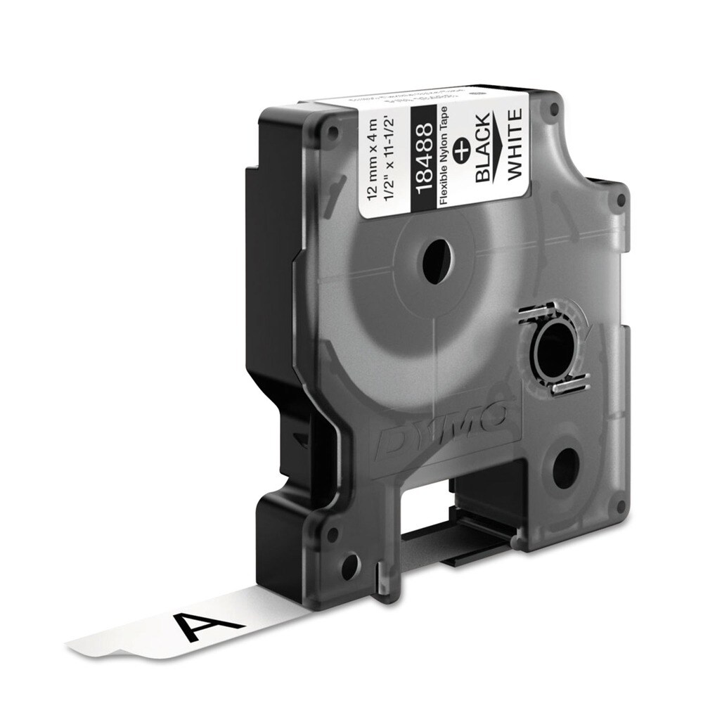 DYMO 0.37 in. x 18 ft. Rhino Permanent Vinyl Industrial Label Tape - White/Black Print