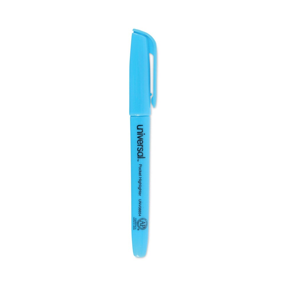 Universal Chisel Tip Fluorescent Blue Ink Blue Barrel Pocket Highlighters (1 Dozen)