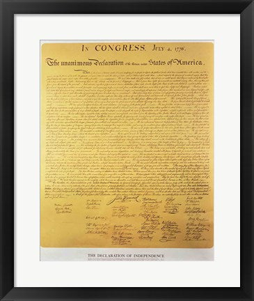 Framed Art Declaration of Independence of the 13 United States of America of 1776 Wall Decor 18x24 Artwork