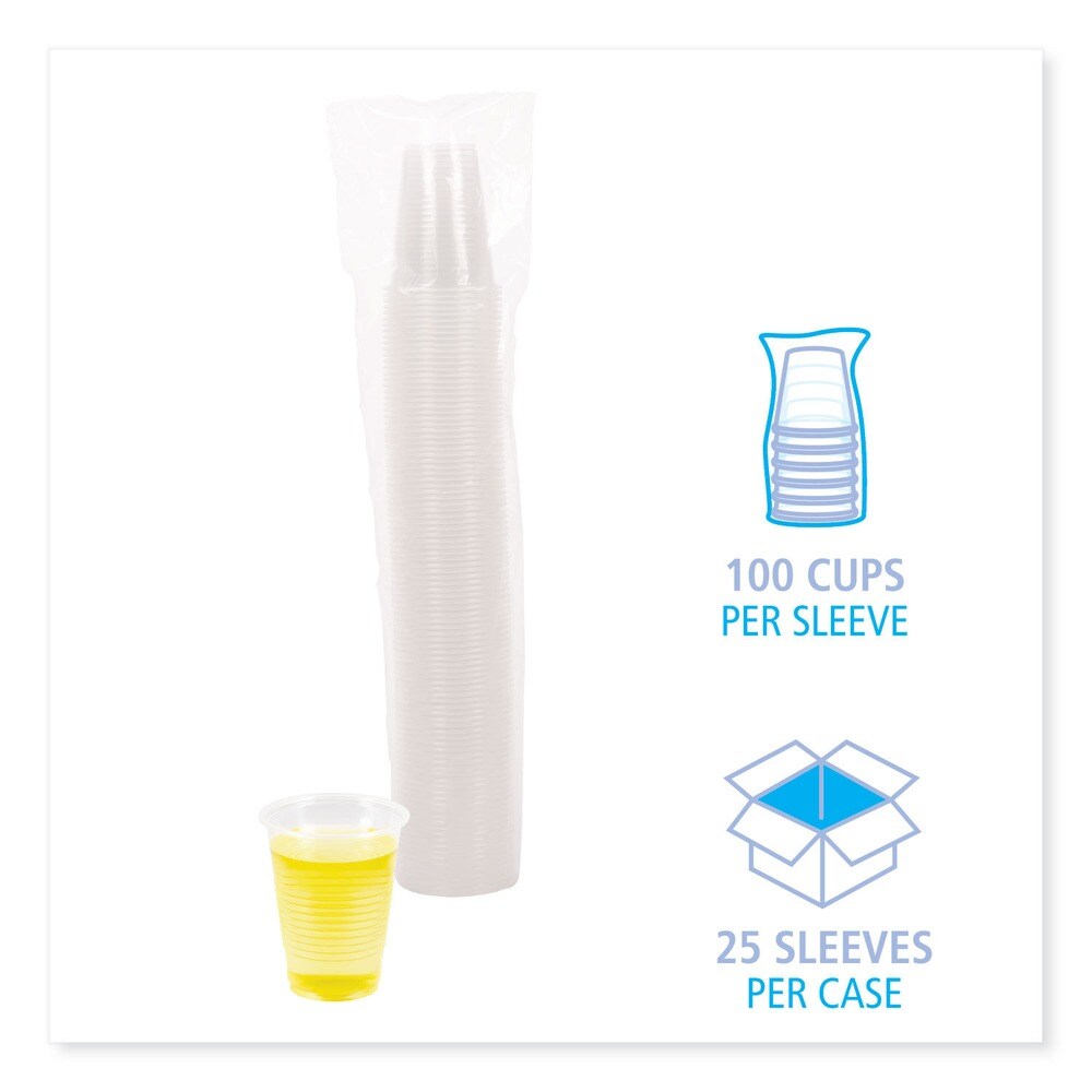 Boardwalk 7 oz. Polypropylene Plastic Cold Cups - Translucent (100 Cups/Sleeve, 25 Sleeves/Carton)