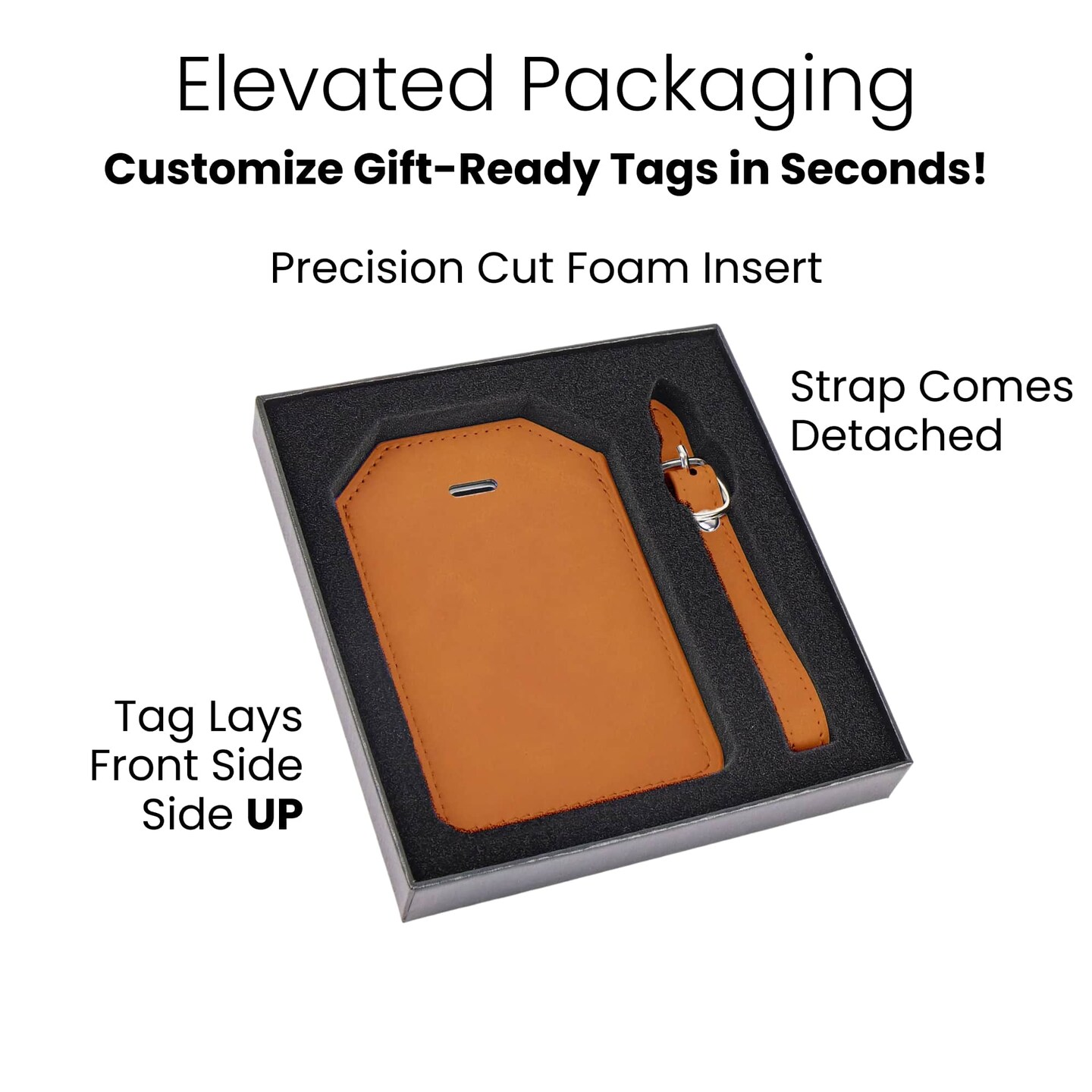 MakerFlo Laserette™ Luggage Tag Sample Pack – 12 Engravable Vegan Leather Travel Bag Tags with Privacy Flap and Gift Boxes, Wholesale & Bulk