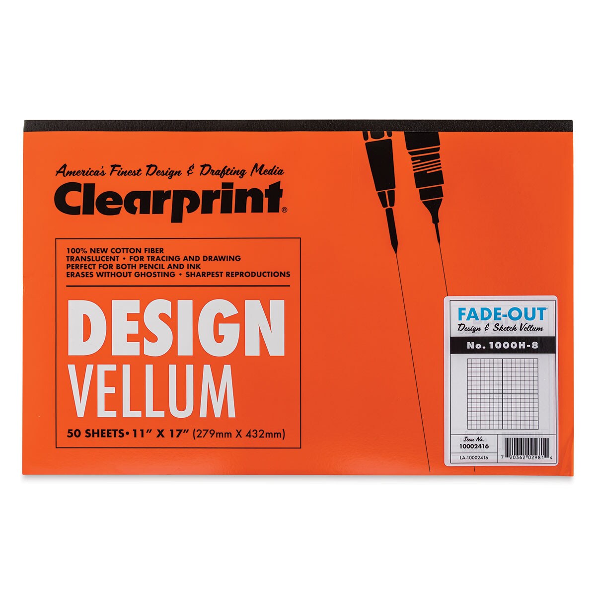Clearprint Drafting and Design Fade-Out Vellum - 11" x 17", 8 x 8 Grid, 50 Sheets
