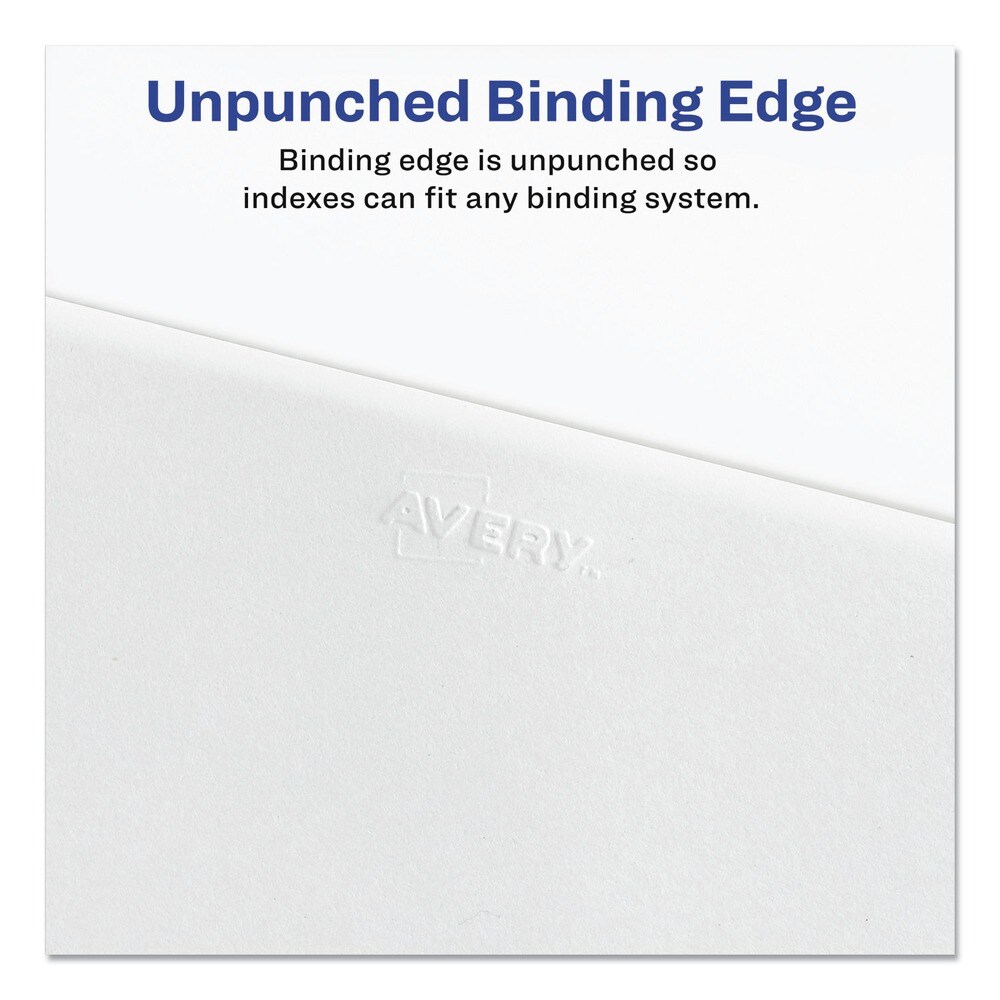 Avery 11 in. x 8.5 in. 26-Tab D Avery Style Preprinted Legal Exhibit Side Tab Index Dividers - White (25/Pack)