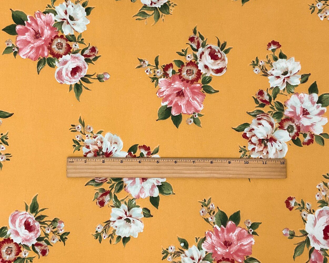 Yellow-Multi Poly Stretch Spandex Floral Print DB Jersey Knit Fabric By the Yard