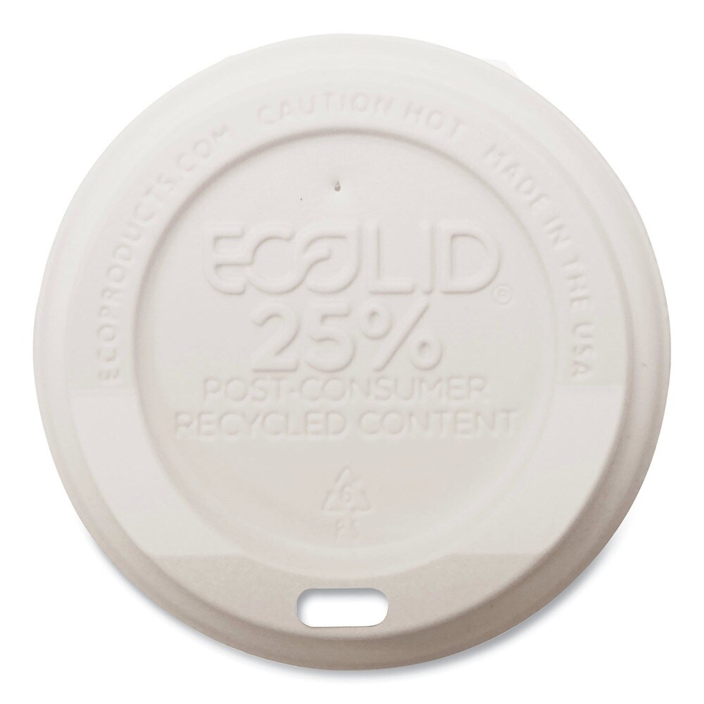 Eco-Products EcoLid 25 Percent Recycled Content Plastic Hot Cup Lid Fits 8 oz. Hot Cups - White (1000/Carton)
