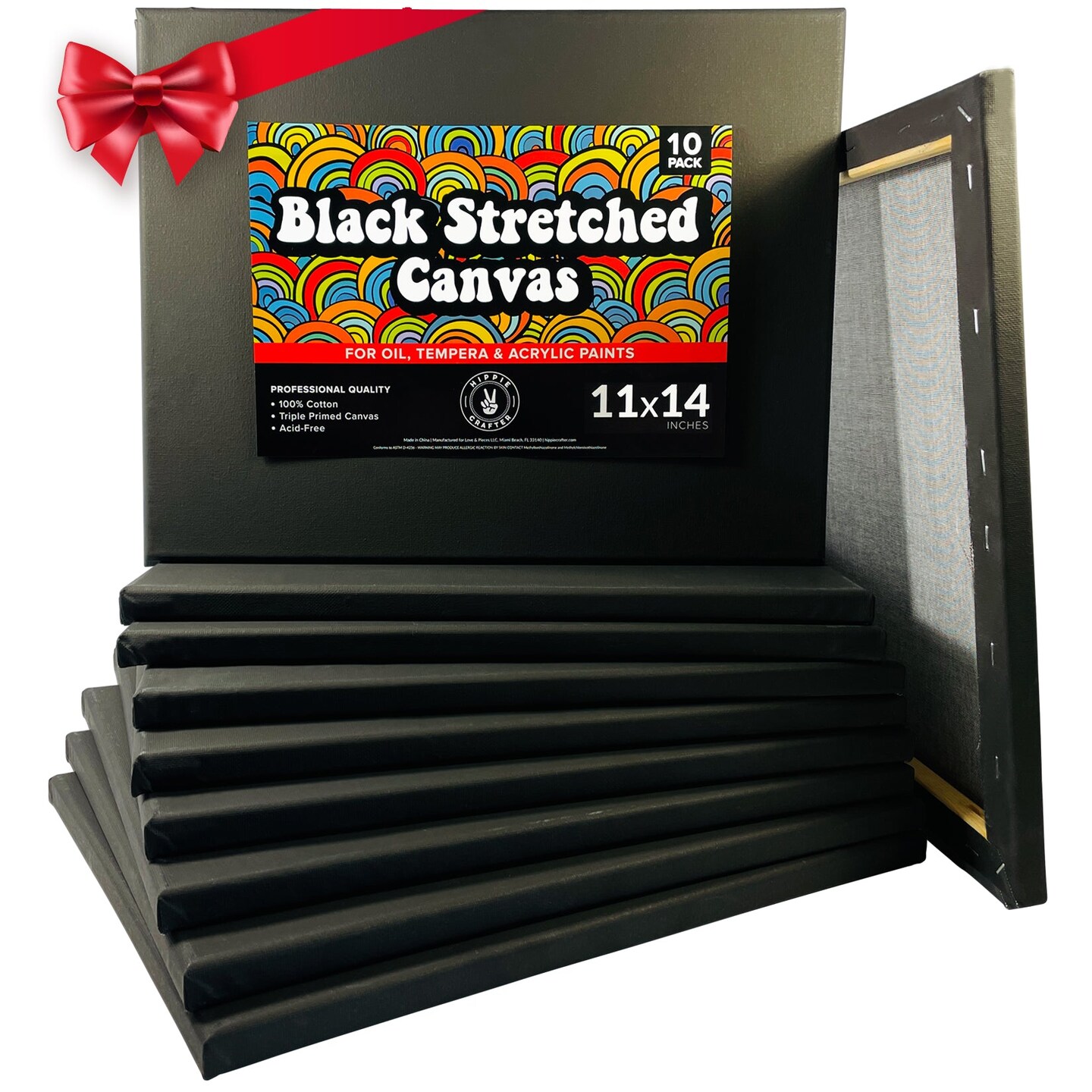 Stretched Black Canvas for Painting Bulk 10 Pack Small Canvases for Painting Blank Canvas for Painting Stretched Canvas for Paint for Artists Gesso Primed for Oil, Acrylic, and Watercolor Art