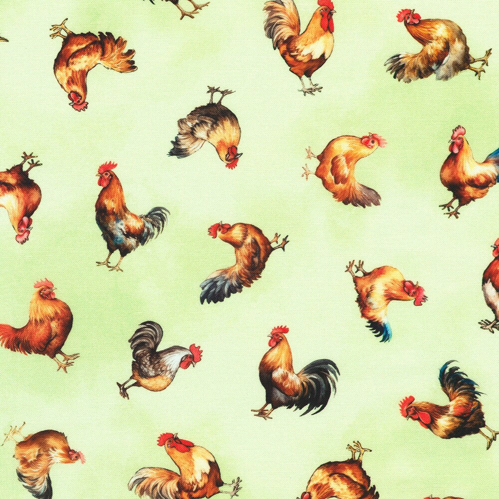 Fabric Robert Kaufman Meadow Hens Home to Roost by the Quarter Yard SRKD23171270