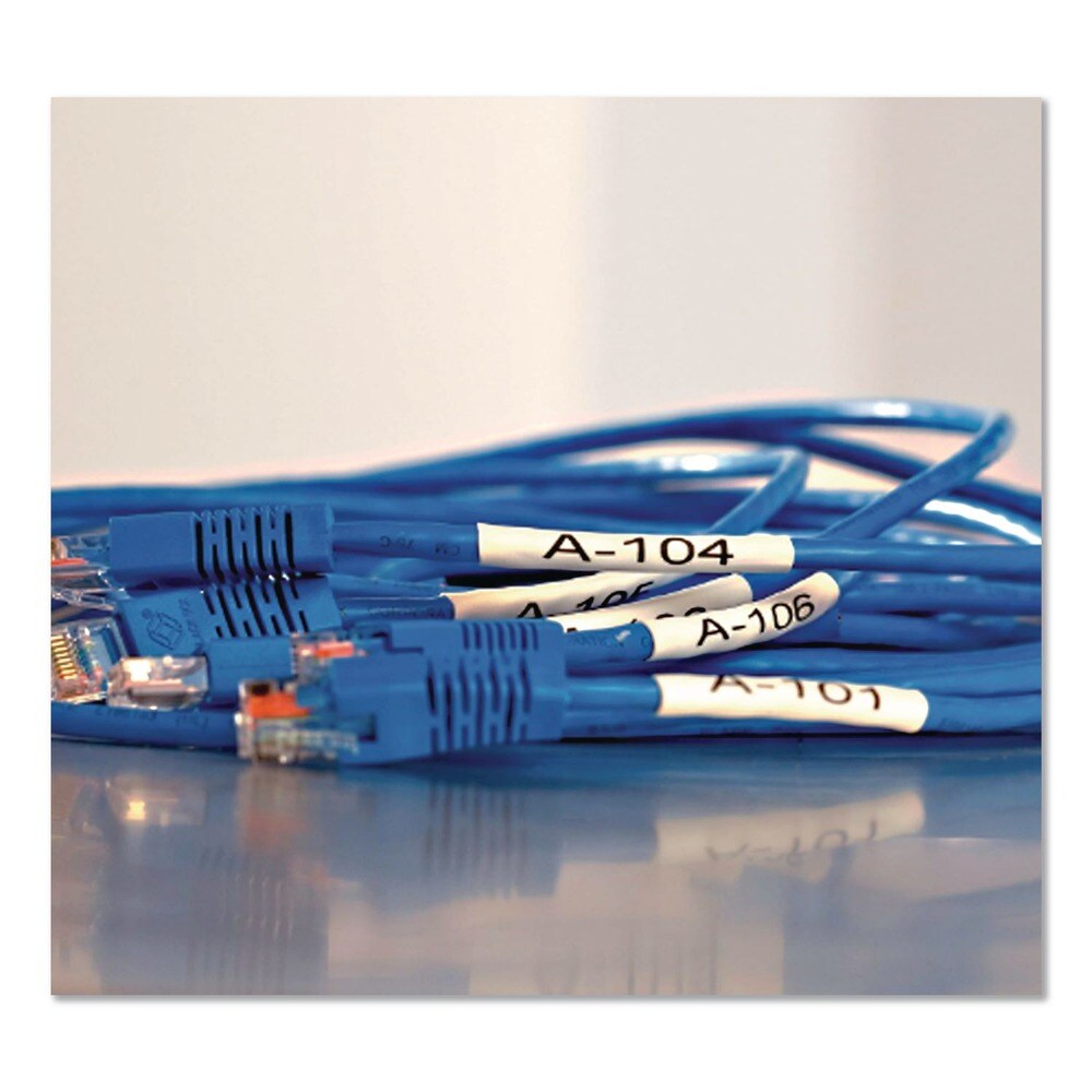 DYMO Rhino 0.37 in. x 5 ft. Heat Shrink Tubes Industrial Label Tape - White/Black Print (1-Roll)