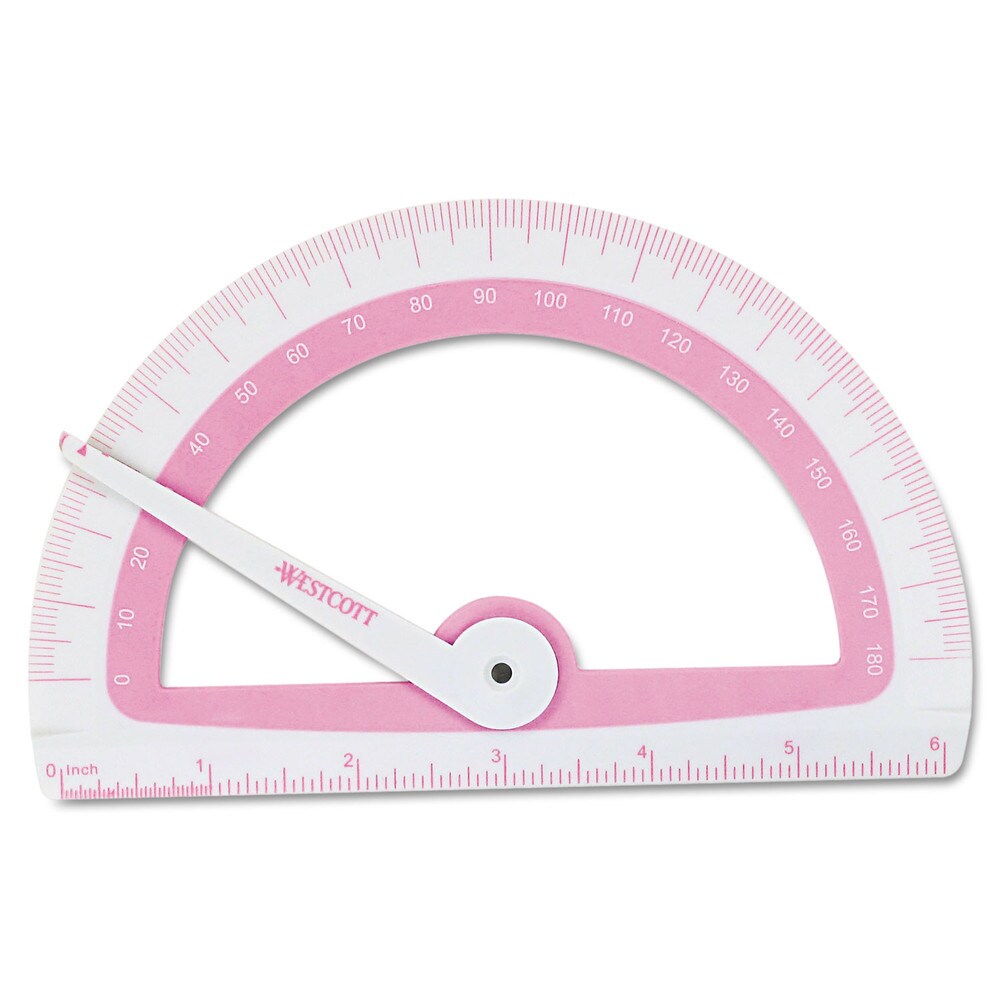Westcott 6 in. Ruler Edge Plastic Soft Touch School Protractor with Antimicrobial Product Protection - Assorted Colors