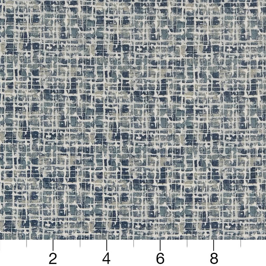 Blue Stain Resistant Performance Pet Friendly Abstract Small Scale Print Upholstery Fabric by The Yard - SKU: Milan Coastal