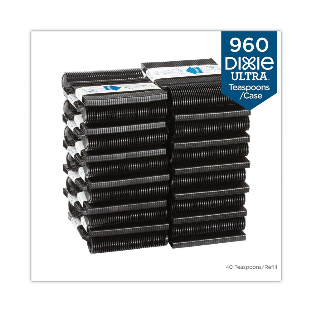 Dixie SmartStock Tri-Tower Dispensing System Polypropylene Cutlery Mediumweight Plastic Spoon - Black (960/Carton)