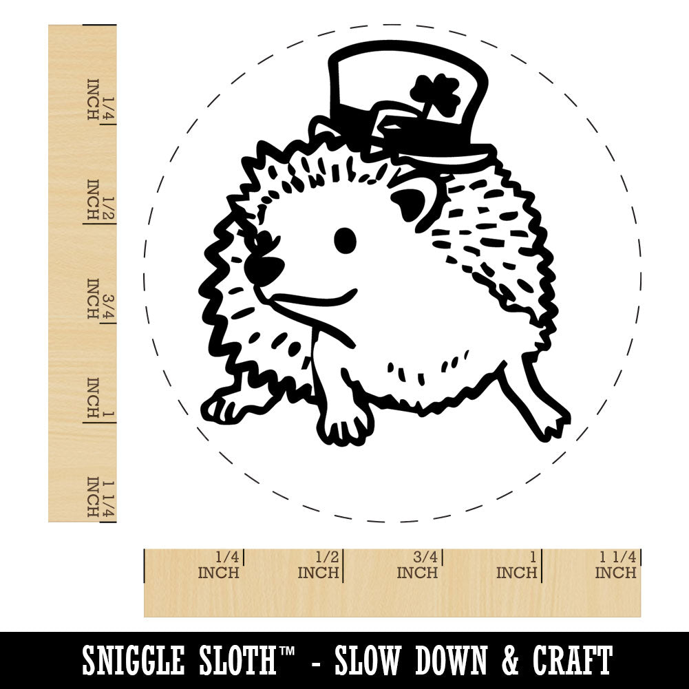 Hedgehog with Leprechaun Hat Saint Patricks Day Rubber Stamp for Stamping Crafting Planners