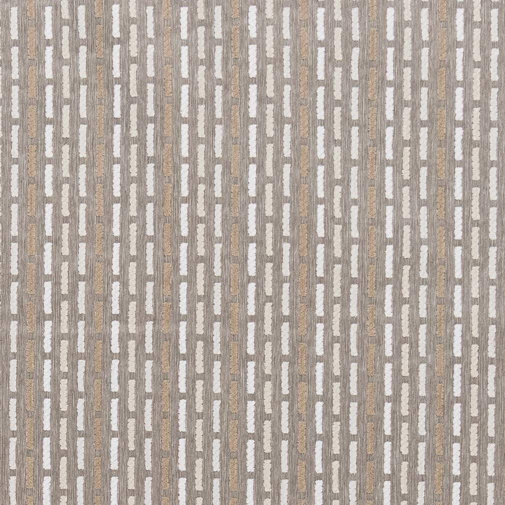 Natural Stain Resistant Performance Pet Friendly Abstract Stripe Woven Pattern Upholstery Fabric by The Yard - SKU: Abe Greige