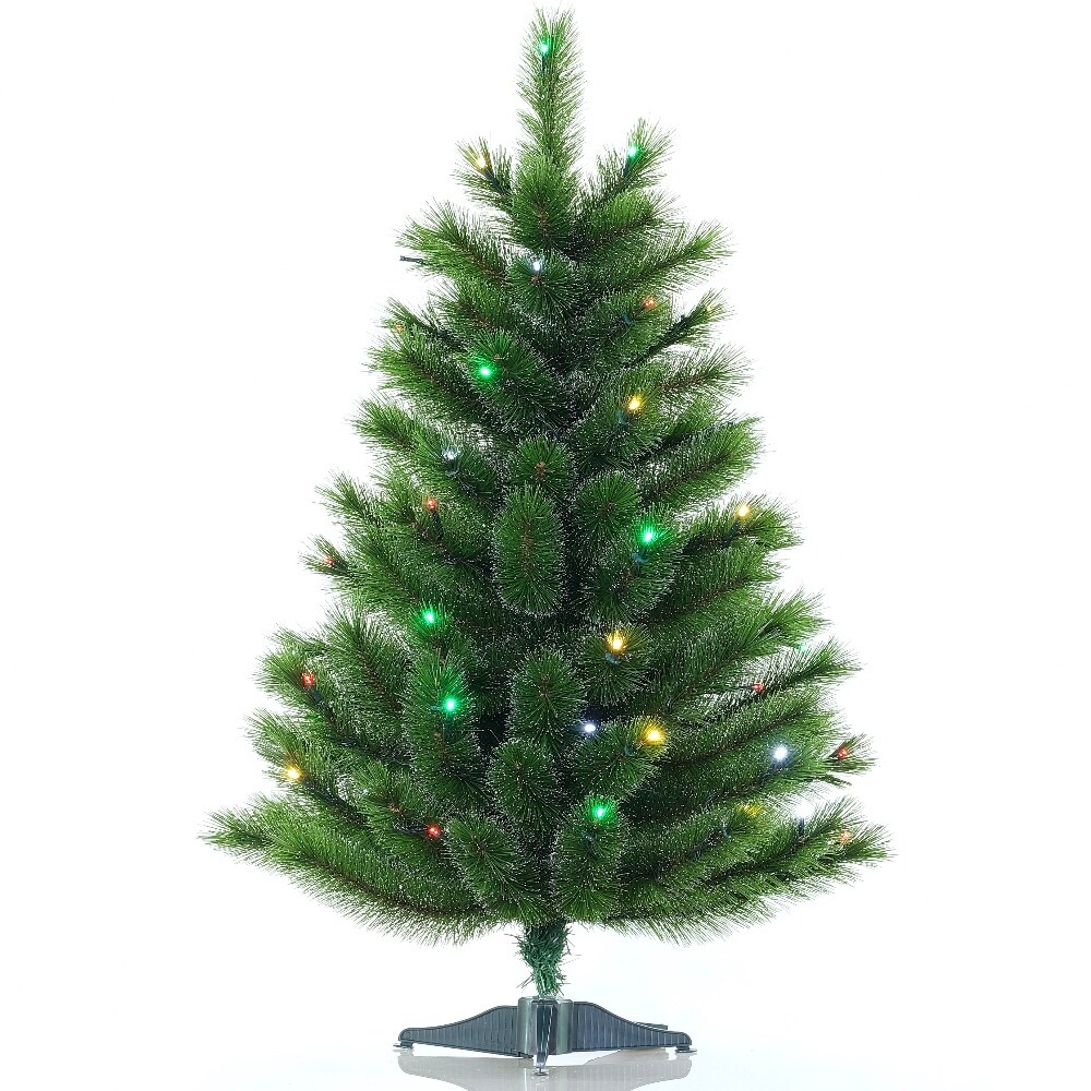 3 ft. Christmas Tree Tabletop Siberian Spruce Color+Clear LED Battery Operated - HOLIDAY TREE