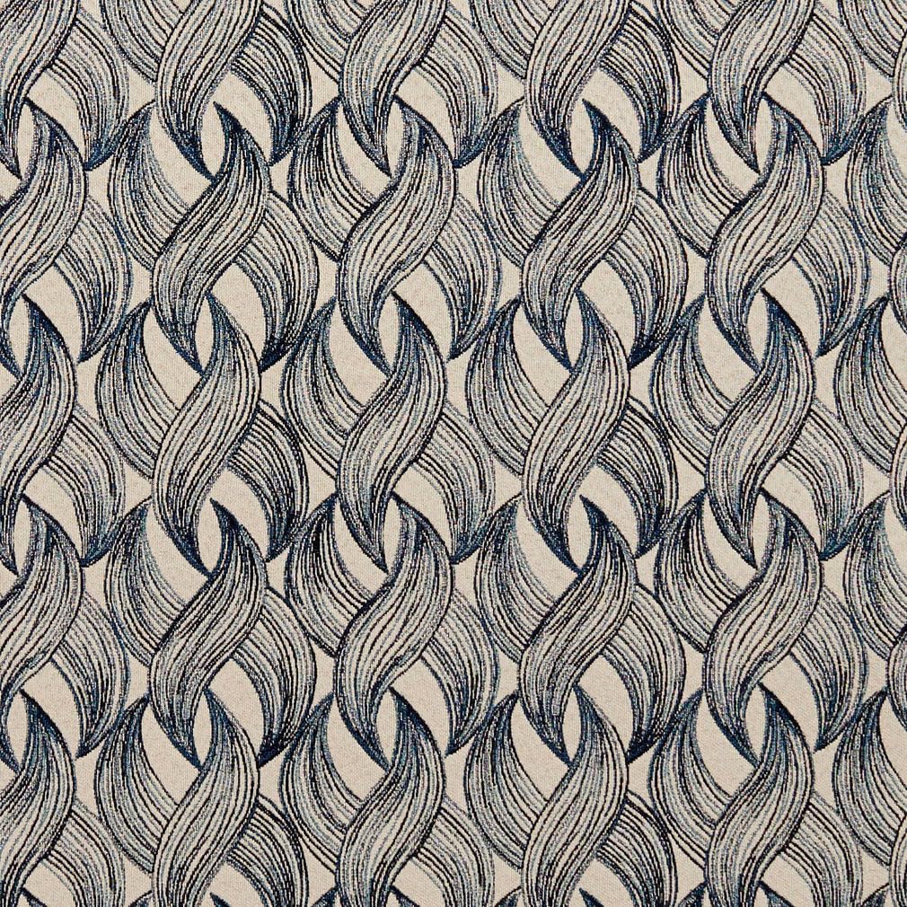 Blue Abstract Woven Pattern Upholstery Fabric by The Yard - SKU: Nolan Sapphire