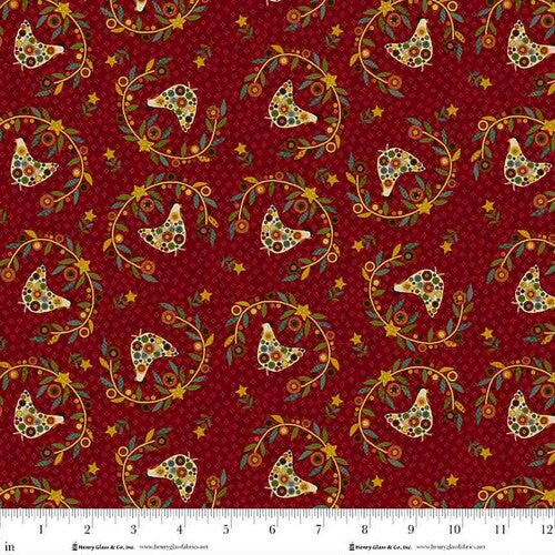 Fabric Henry Glass Red Henny Penny Pennyberry Farm by the Quarter Yard 2000-88