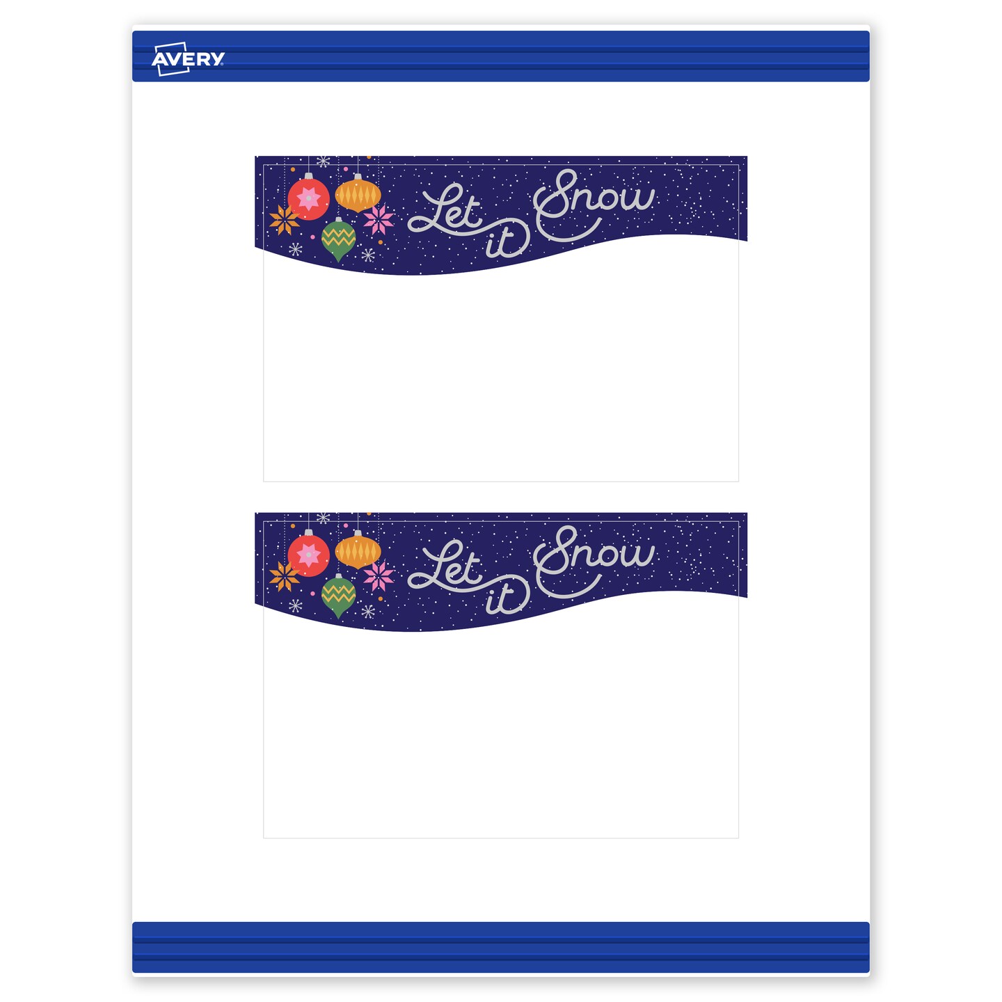 Avery Printable Rectangle Postcards, 4" x 6", Matte White, Pre-printed Let It Snow Design, Sure Feed Technology, Laser & Inkjet Compatible, 40 Total, Great for Branding, Marketing, and Events
