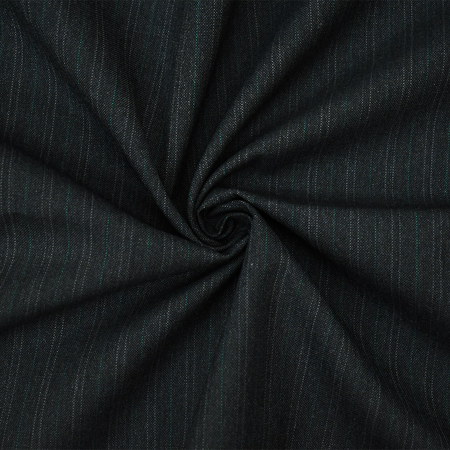Deep Gray-Green Wool-Poly Pinstripe Woven Shirting Fabric By the Yard