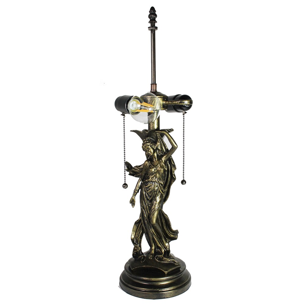 Rainbow Art Glass Lady Metal Lamp Base, Dark Bronze Finish with Gold Highlights, Nicely Weighted, 23.5" Tall
