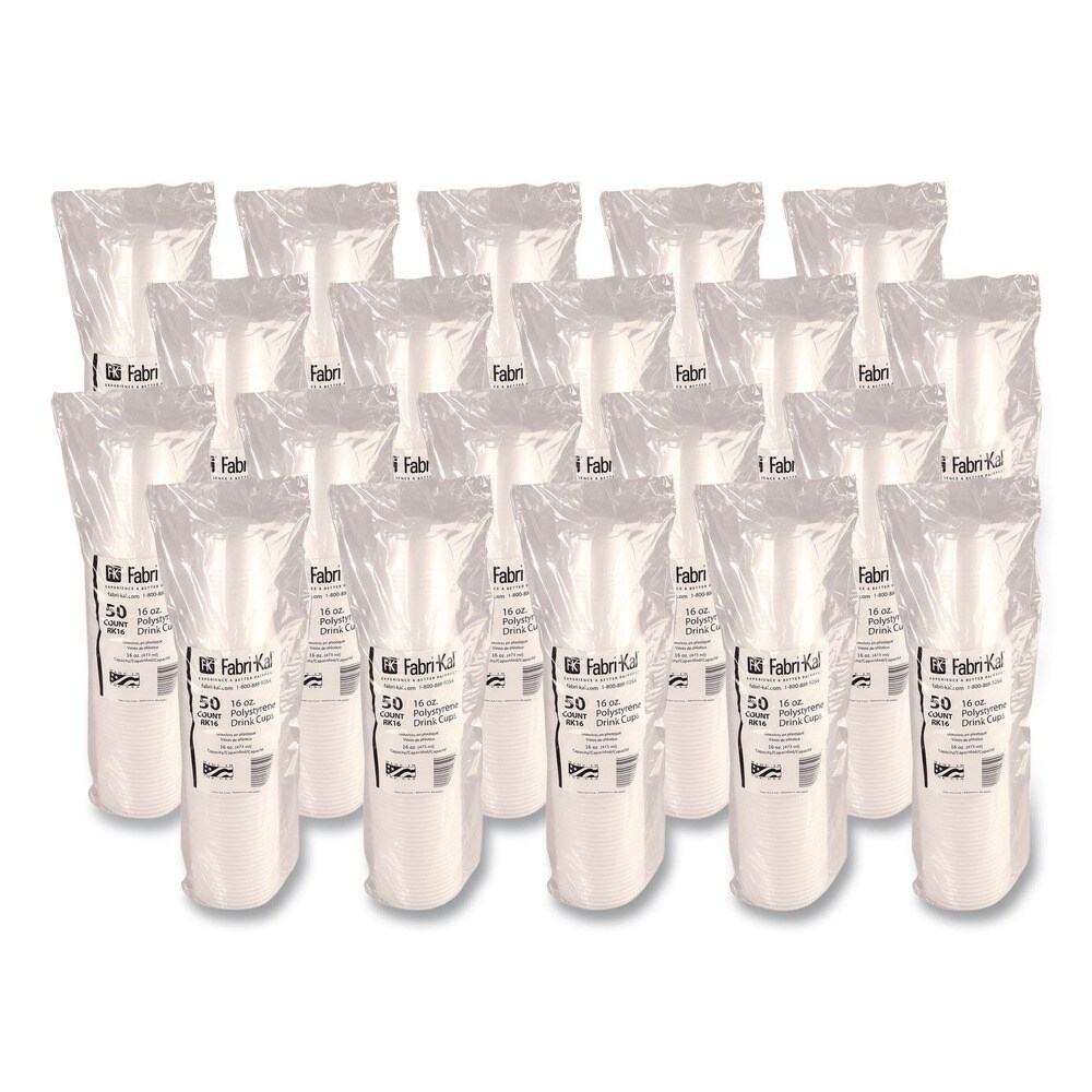Fabri-Kal RK 16 oz Ribbed Plastic Cold Drink Cups - Translucent (50/Sleeve, 20 Sleeves/Carton)
