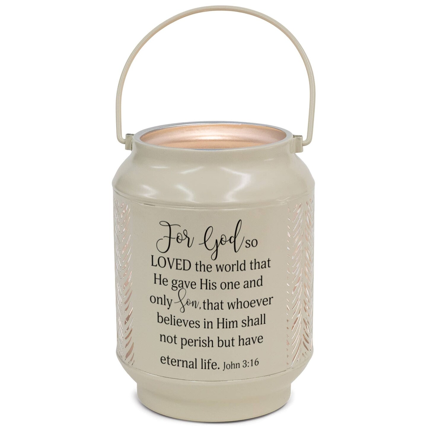 Edge Collection - 5" x 5" x 6.7" - White - Illuminated Scripture Lantern - 1 Piece