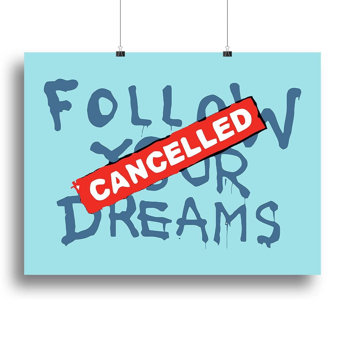 Edge Collections – Banksy Follow Your Dreams Light Blue Canvas Print or Poster – 1 Piece