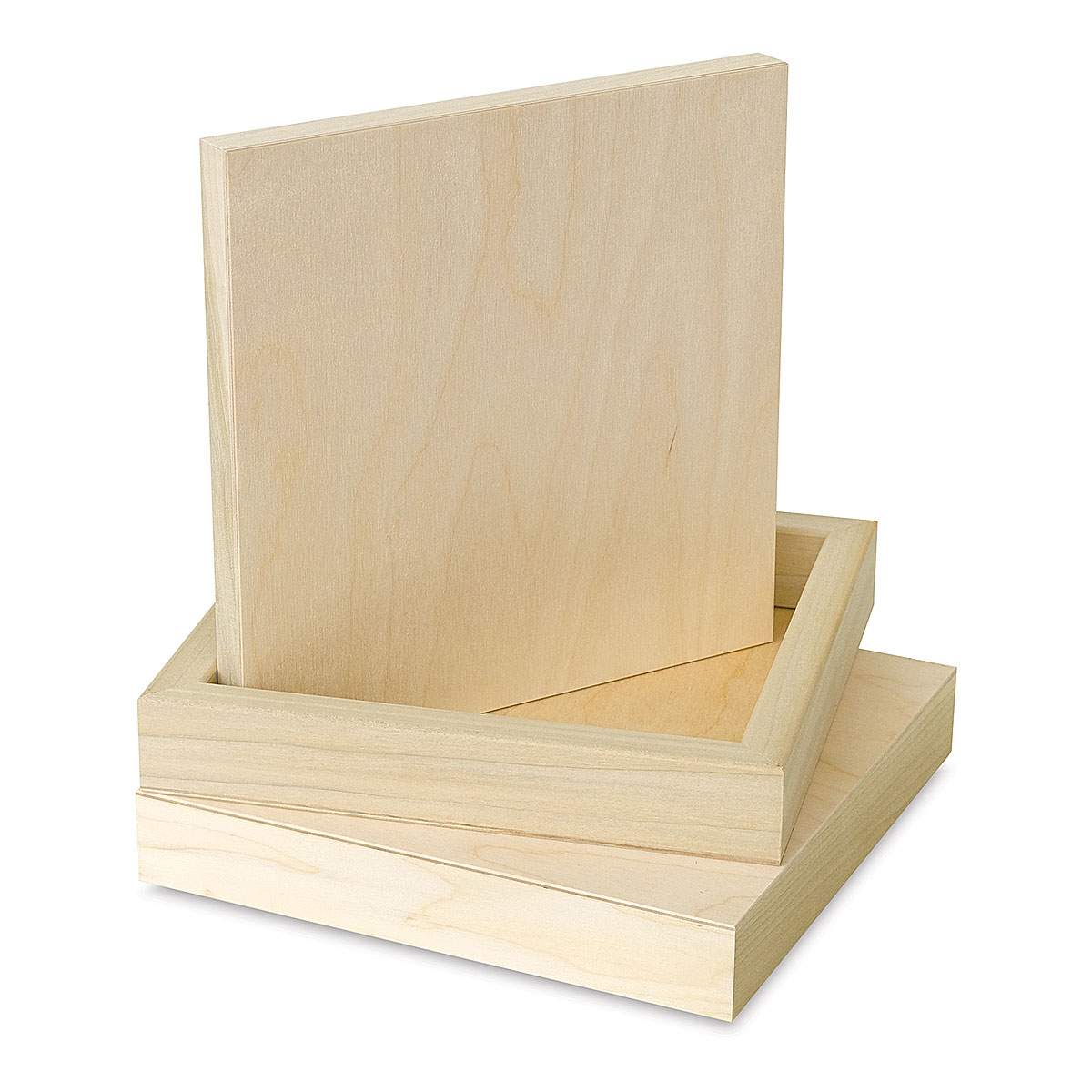 American Easel Flat Wood Panel Pack - 10" x 10", Flat Panel with Two 2" Cradle, Pkg of 3