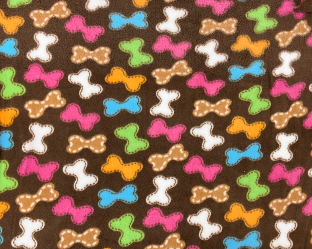 Brown-Multi Polyester Bone Printed Polar Fleece Knit Fabric By the Yard