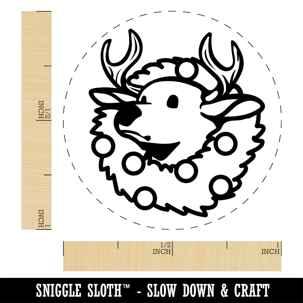 Christmas Deer Mount in Wreath Rubber Stamp for Stamping Crafting Planners