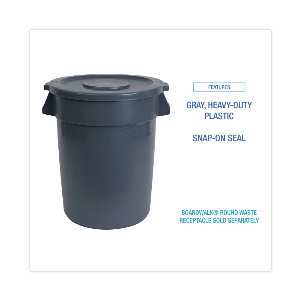 Boardwalk Flat-Top Round Lids for 44 Gallon Waste Receptacles - Gray