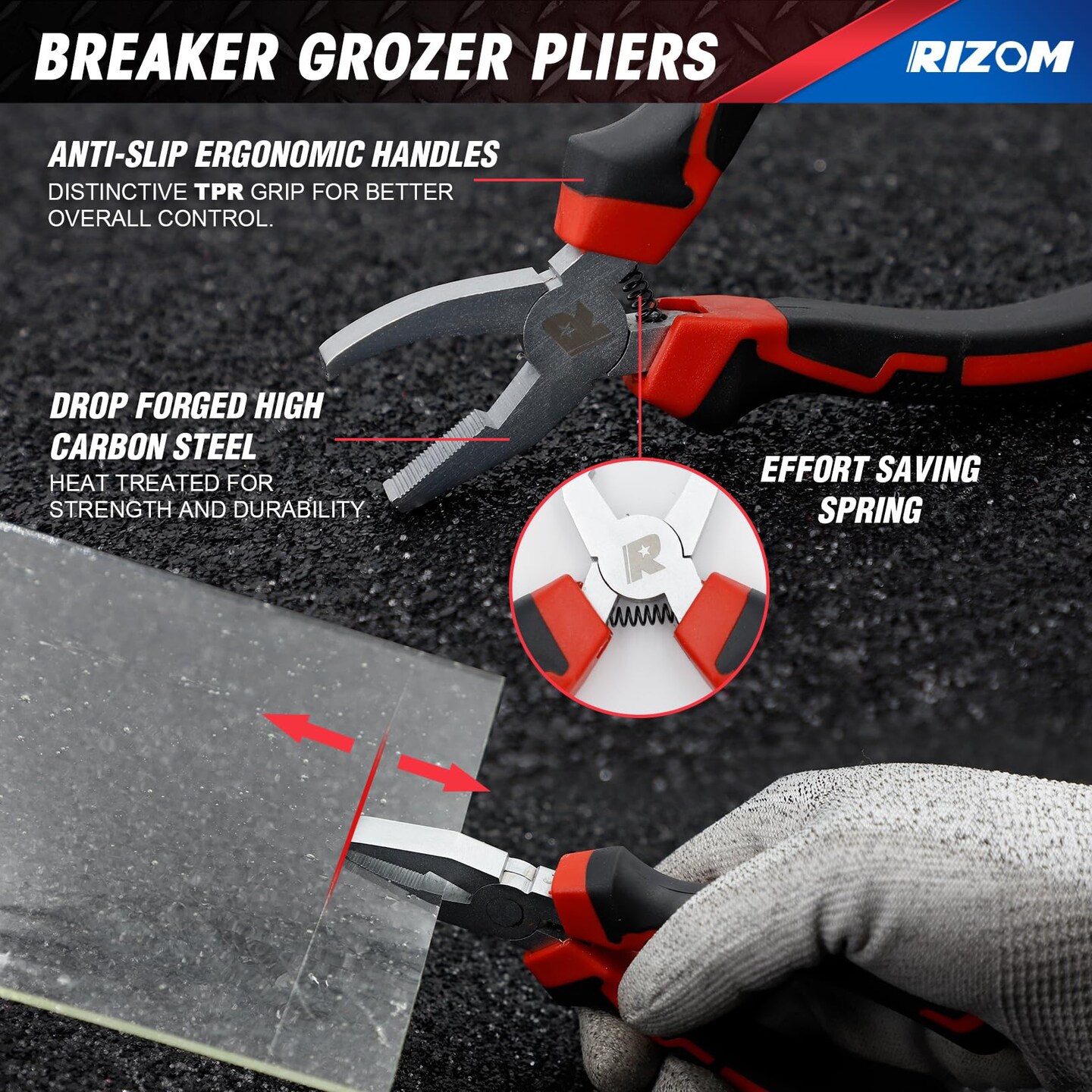 Glass Cutters Tools, Glass Cutter 2-20MM, 8" Glass Running Pliers with Curved Jaws, 6" Breaker Grozer Pliers, Glass Cutting Tool for Stained Glass, Tiles, Mosaic Cutting