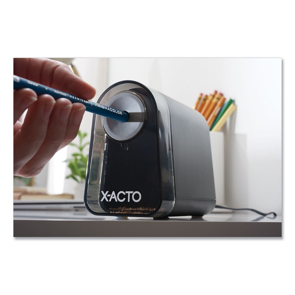 X-ACTO 3.5 in. x 5.5 in. x 4.5 in. AC-Powered Mighty Mite Home Office Electric Pencil Sharpener - Black/Gray/Smoke
