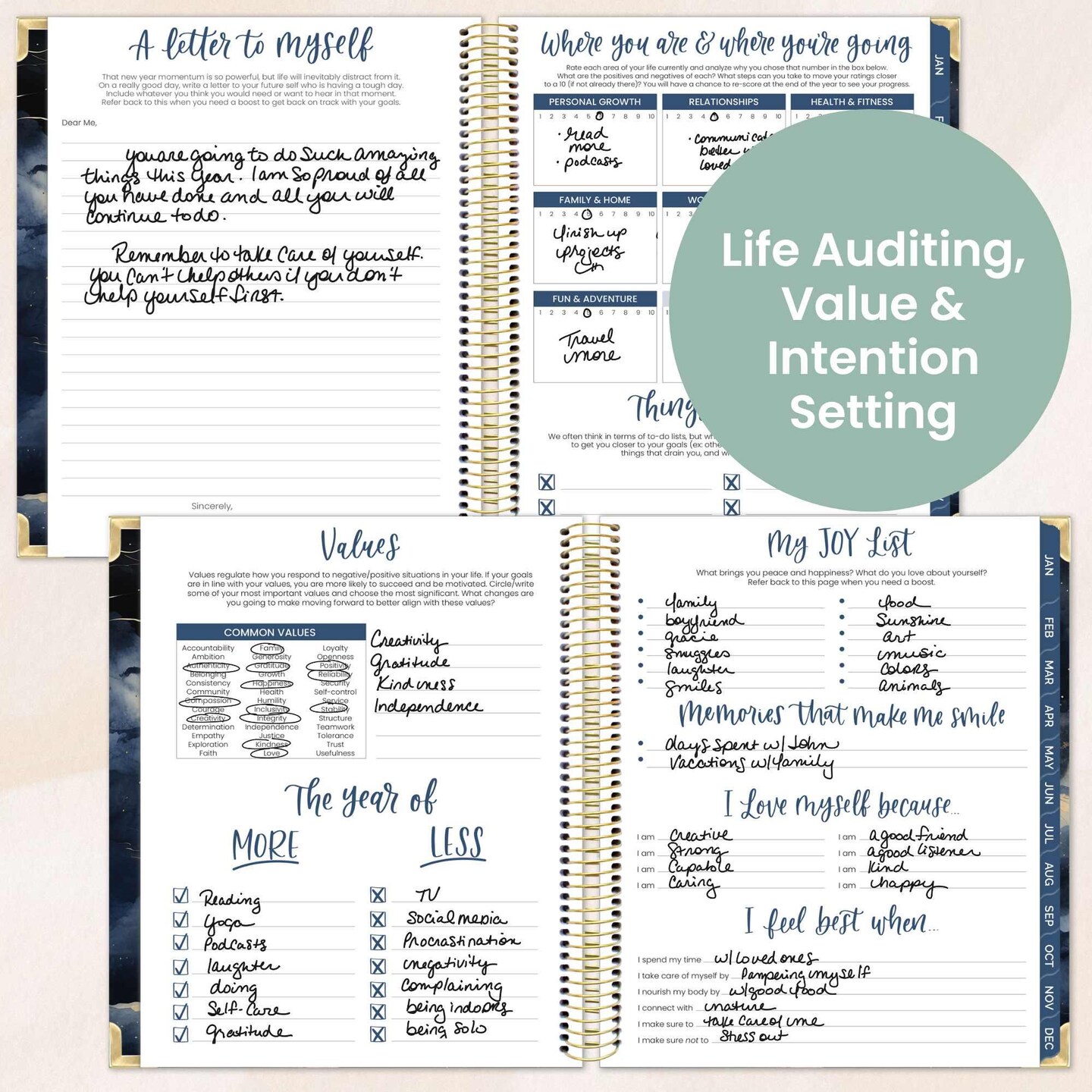 bloom daily planners 2026 Hard Cover Weekly & Monthly Vision Planner, 7.5" x 9", Midnight Sky