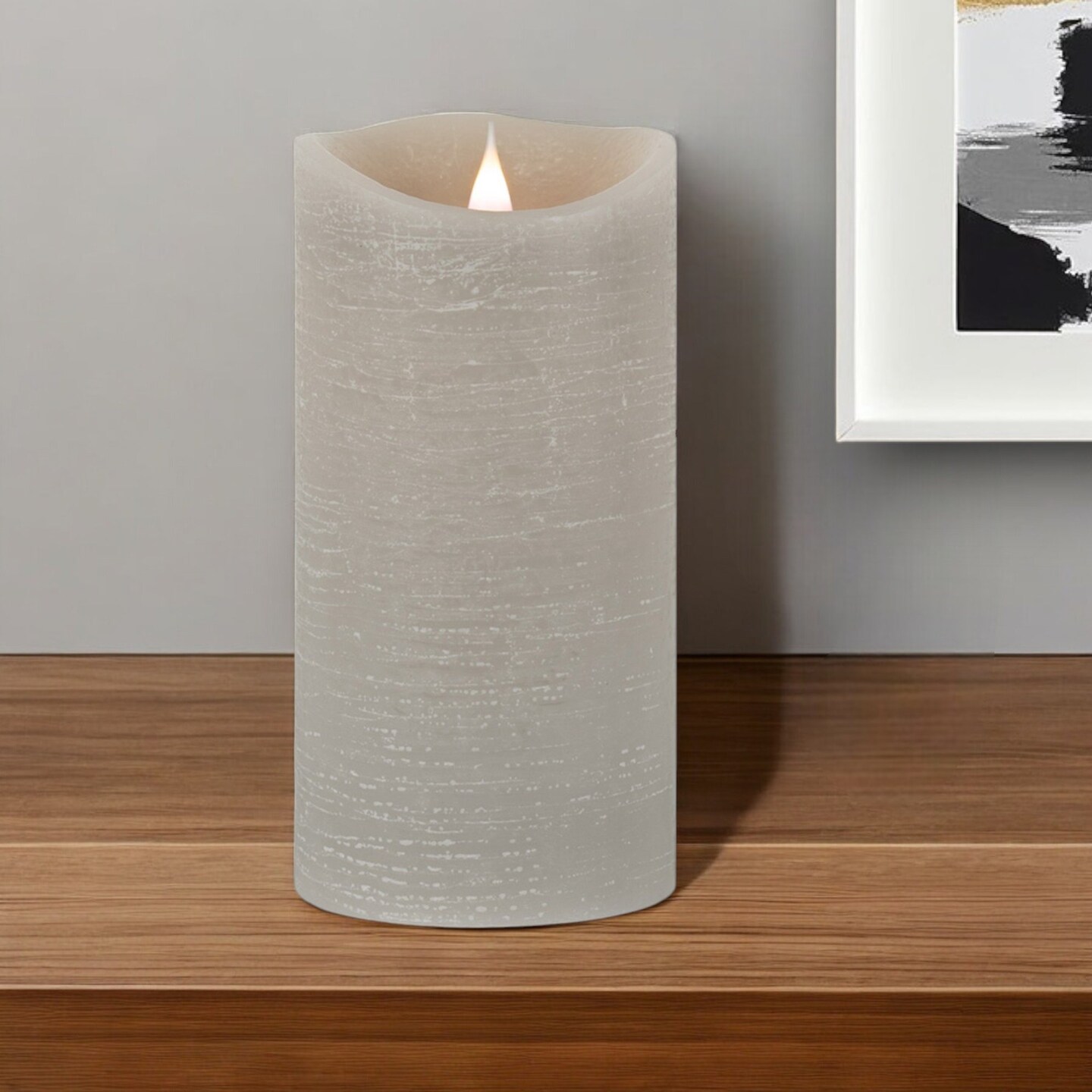 Edge Collections - 7" x 3.5" - Gray - Remote-Controlled Flameless Designer Candle - 1 piece