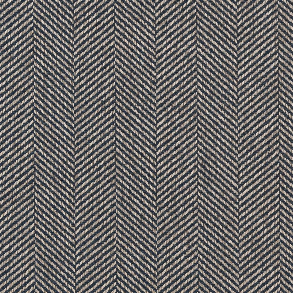 Blue Performance Pet Friendly Herringbone Woven Pattern Upholstery Fabric by The Yard - SKU: Fresno Indigo