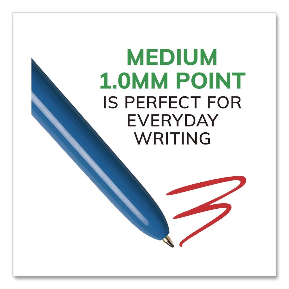 BIC Medium 1 mm Multi-Color Retractable Ballpoint Pen - Black/Blue/Green/Red Ink/Blue/White Barrel (12/Box)