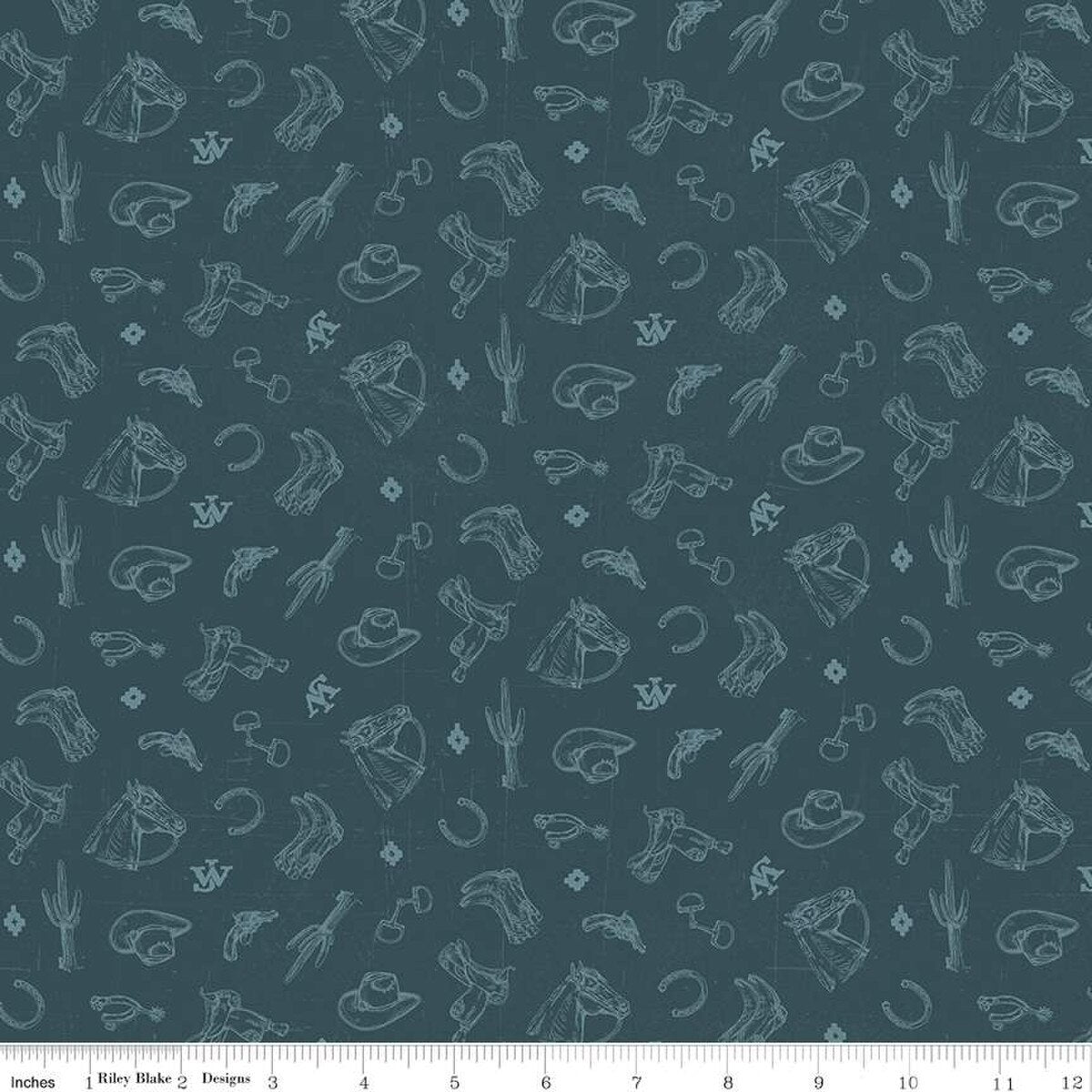 Fabric Riley Blake Navy Icons John Wayne American West by the Quarter Yard C16625-NAVY