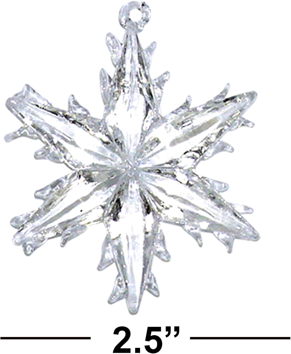 4E's Novelty Glass Snowflake Ornaments 12-Pack – Clear 2.5" Crystal Christmas Tree Décor