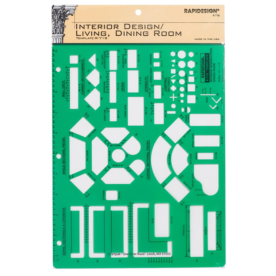 Rapidesign Interior Design Template for Living/Dining Rooms, 1 Each