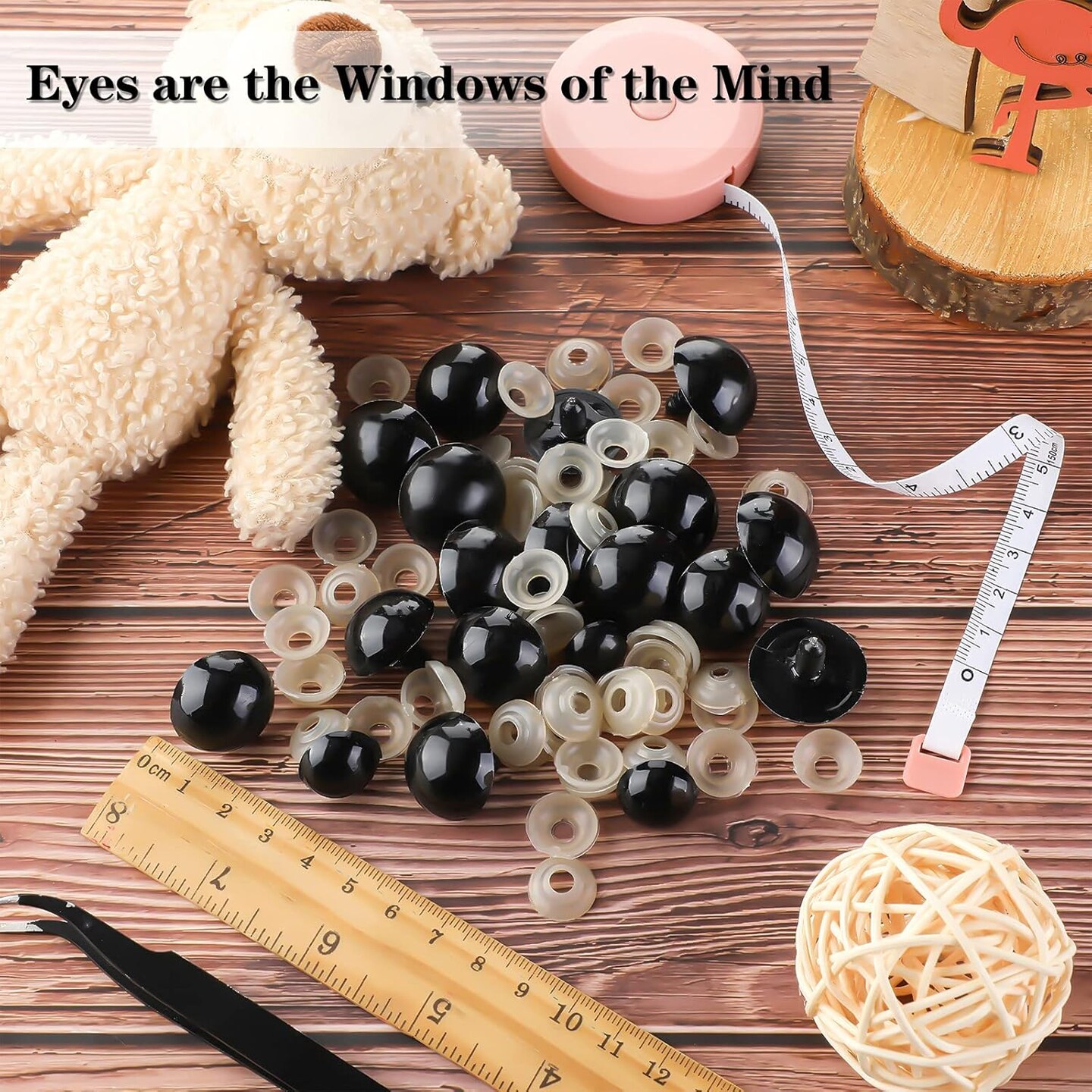 120 Pieces 14-24 mm Safety Eyes for Amigurumi Large Black Plastic Doll Eyes