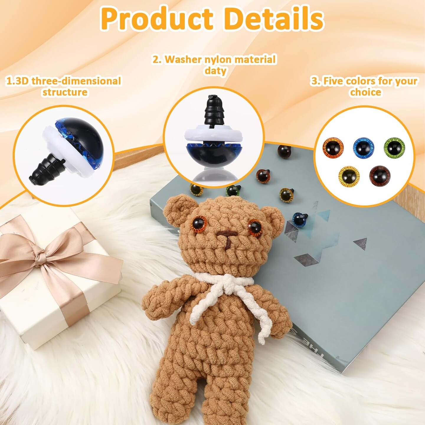 20Pcs 15mm Safety Eyes with Washers - 5 Colors