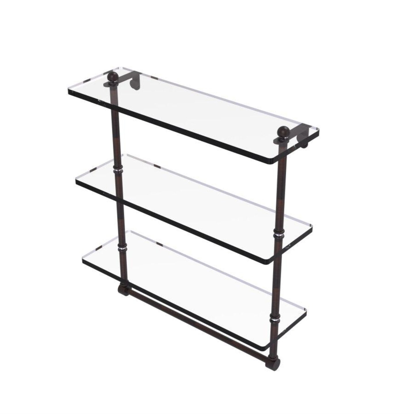 16 Inch Triple Tiered Glass Shelf With Integrated Towel Bar - Pr-5/16Tb-Vb