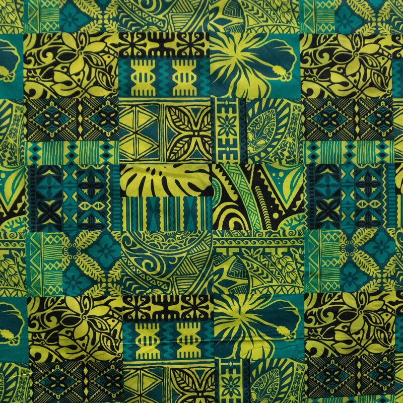 1 Yard Traditional Polynesian Tapa Print Soft Polyester Fabric 60 Inch Width