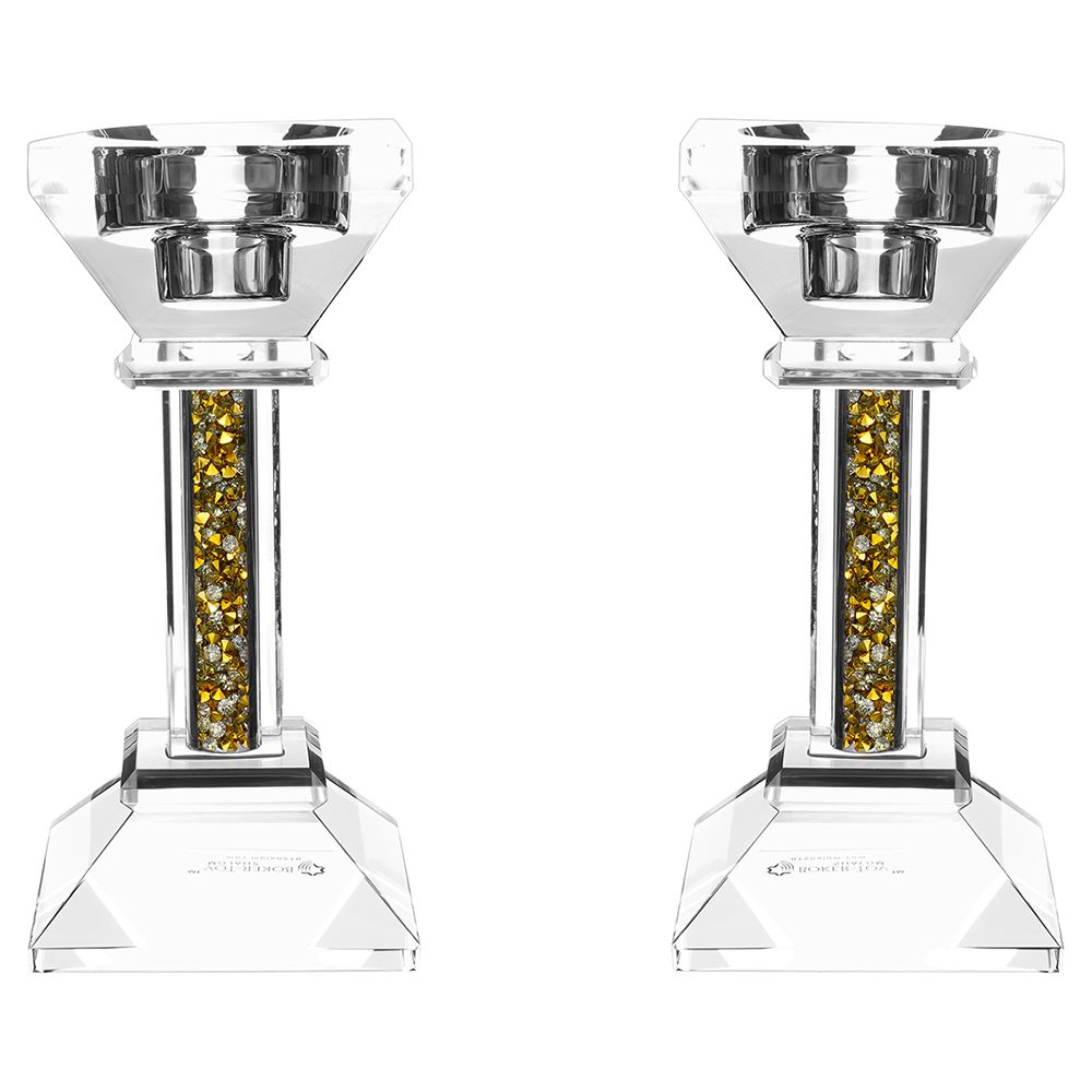 Crystal Candlesticks with Crushed Gemstones