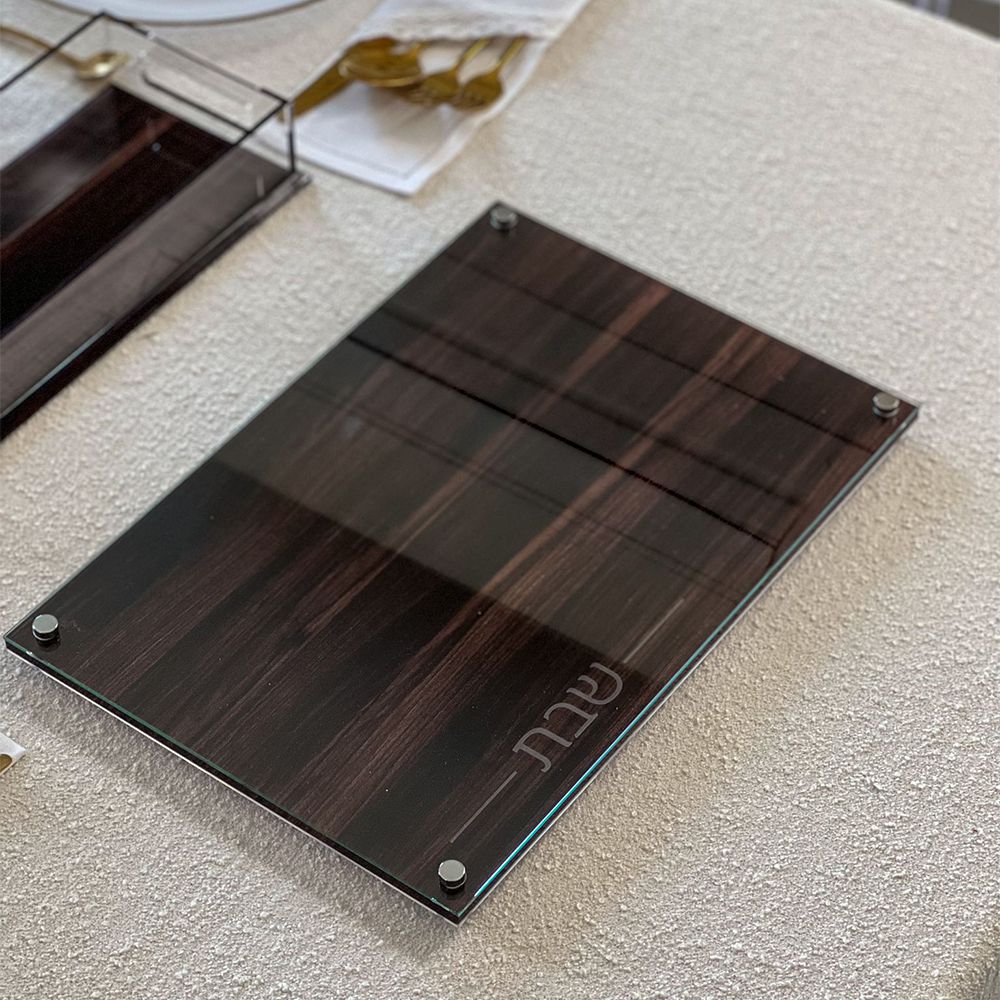 Lucite &#x26; Glass Wood Look Challah Board