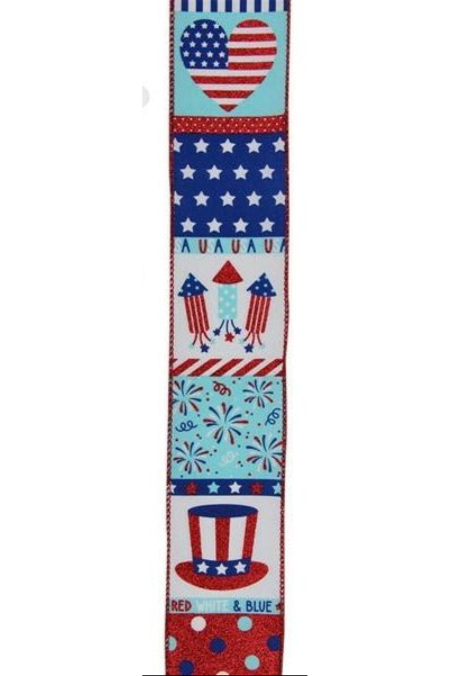 2.5&#x22; Patriotic Block Ribbon: White (10 Yards)